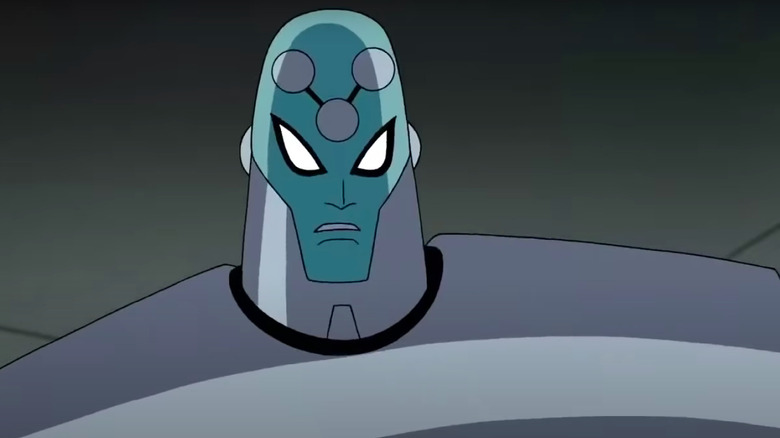 Animated Brainiac in Justice League Unlimited looking menacing