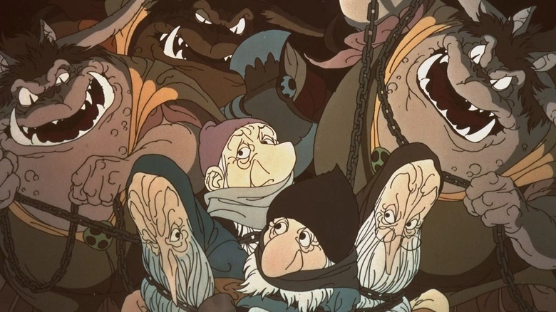 Cartoon Goblins capture Dwarves