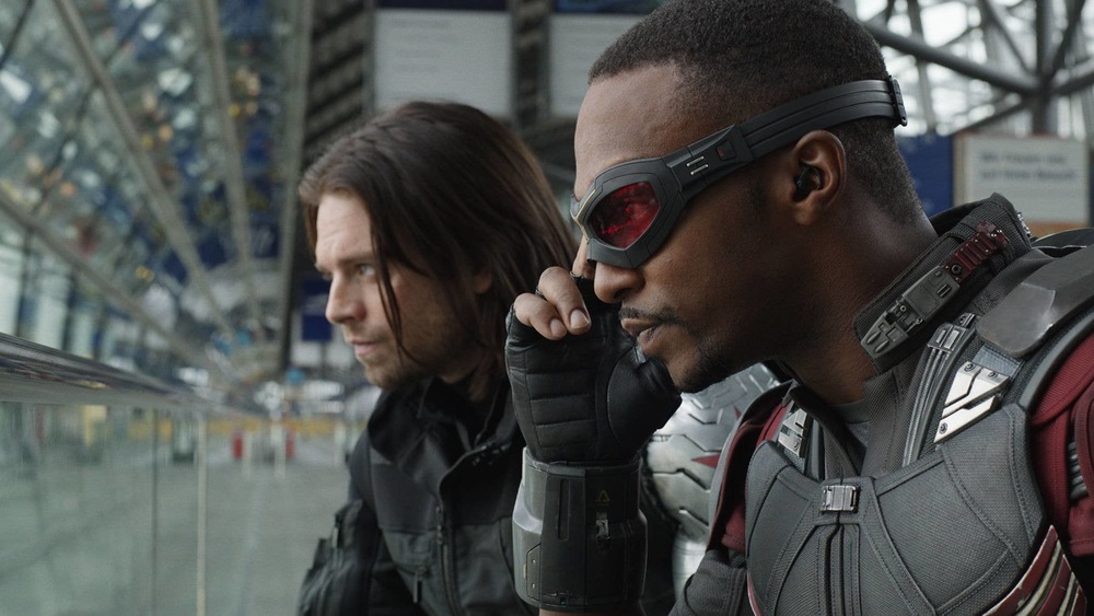 Bucky and Falcon wait to make a move