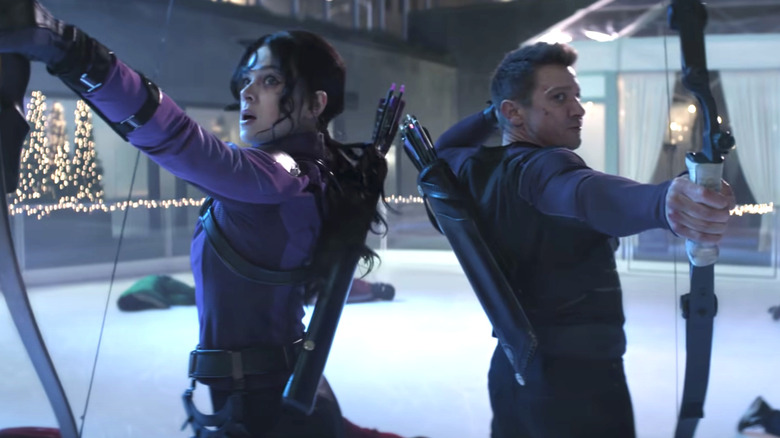 Kate Bishop and Hawkeye in fight