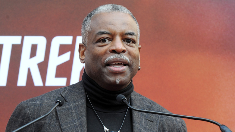 Levar Burton at podium at Star Trek event