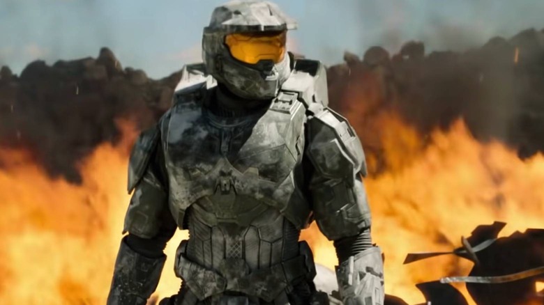 Master Chief among flames