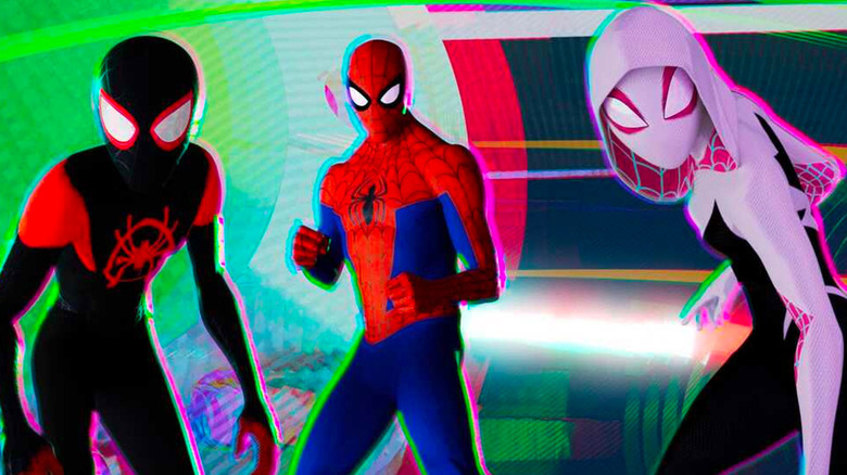 Miles Morales, Peter B. Parker and Gwen Stacy in Spider-Man: Into the Spider-Verse