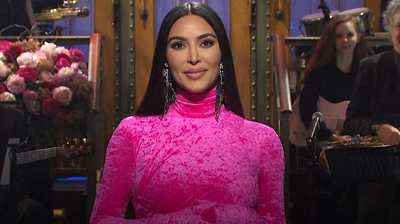 Kim Kardashian in pink velvet