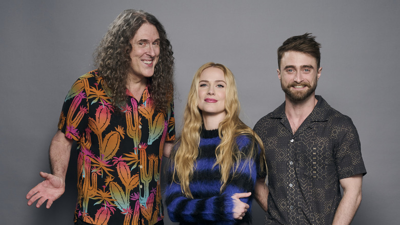 "Weird Al" Yankovic, Evan Rachel Wood, and Daniel Radcliffe posing