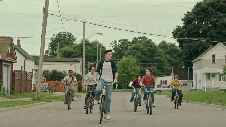 Losers Club riding bikes in Derry