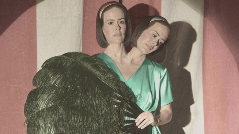 Bette and Dot perform with a feather fan