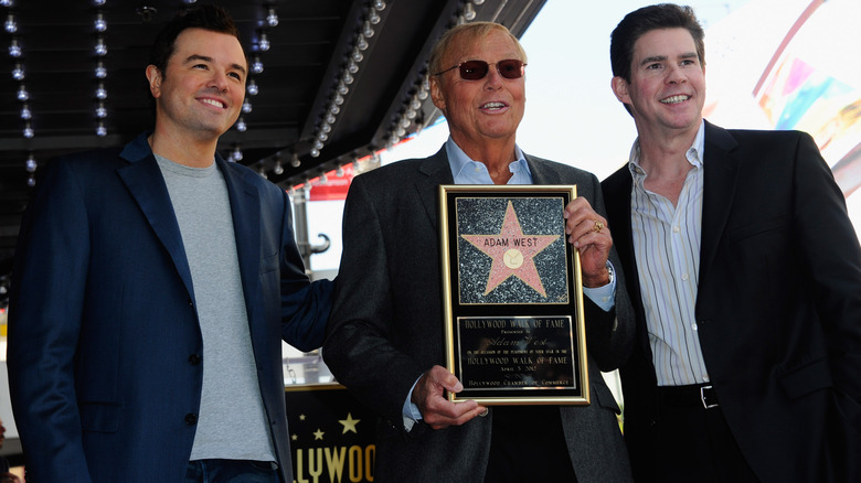 Seth MacFarlane, Adam West, and Ralph Garman standing together