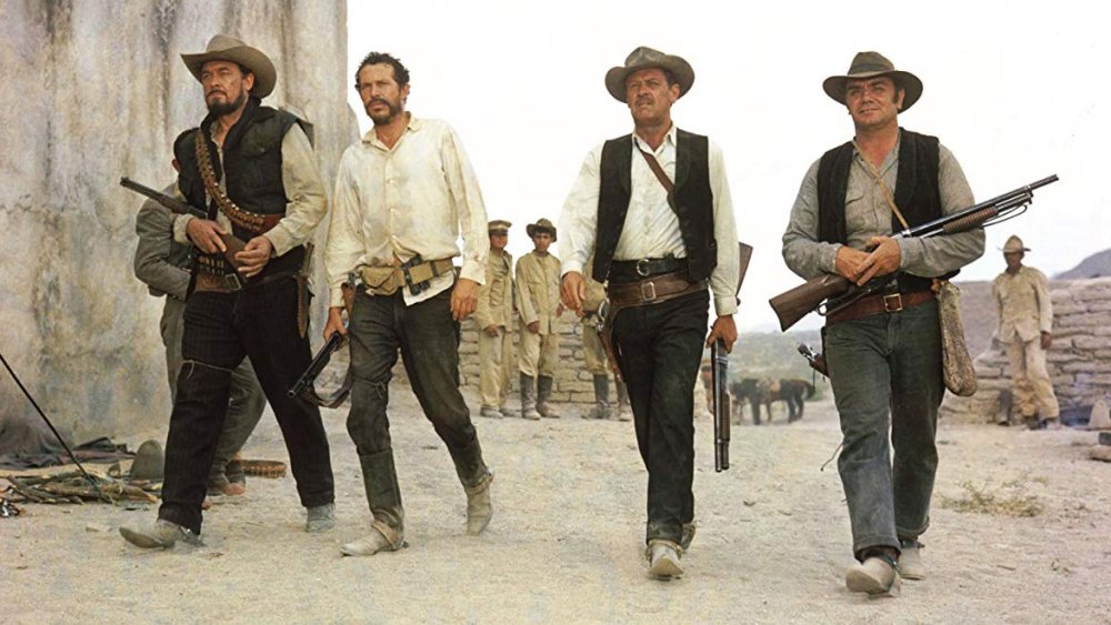 Ben Johnson, Warren Oates, William Holden, and Ernest Borgnine in The Wild Bunch