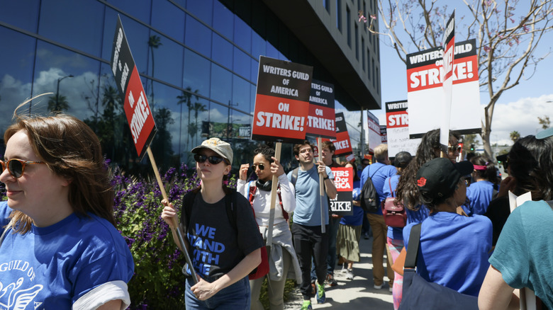 Writers striking