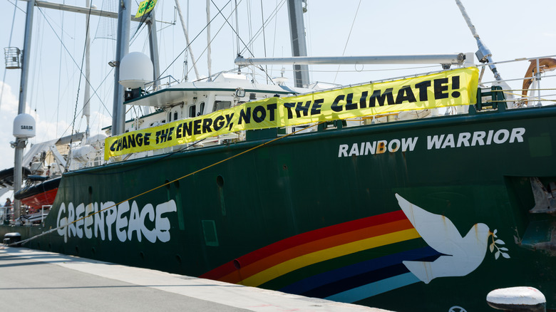 Greenpeace sailing ship at port