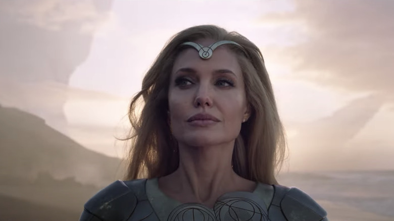 Thena smirking in Eternals