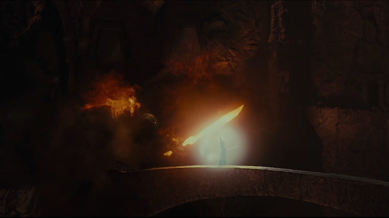 Durin's Bane fights Gandalf in Moria