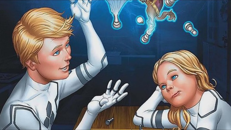 Franklin and Valeria Richards sitting