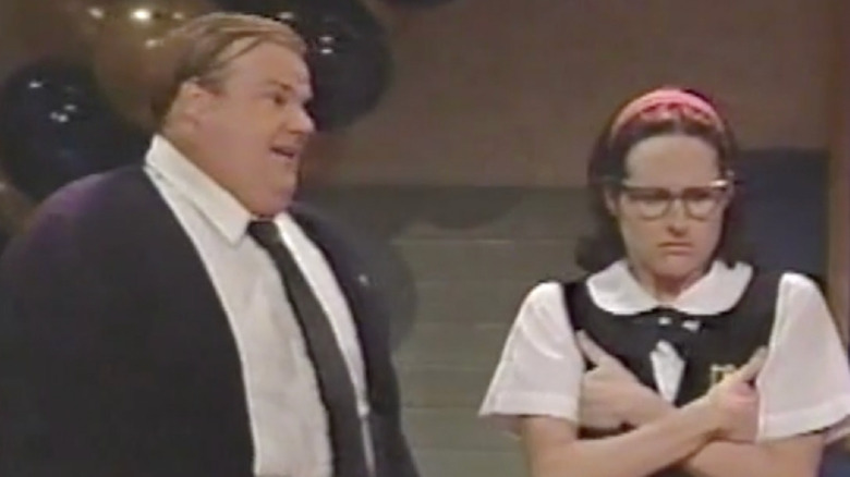 Farley in a sketch with Molly Shannon as Mary Katherine Gallagher