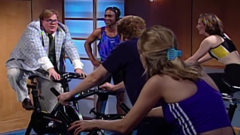 Farley as Matt Foley in a sketch with Ferrell, Gasteyer, and Meadows