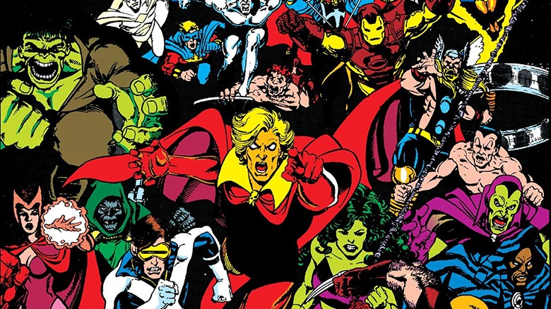 Adam Warlock leading Earth's heroes against Thanos on the cover of 1991's Infinity Gauntlet #3