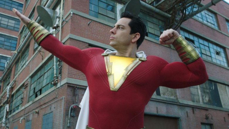 Zachary Levi Shazam muscle pose