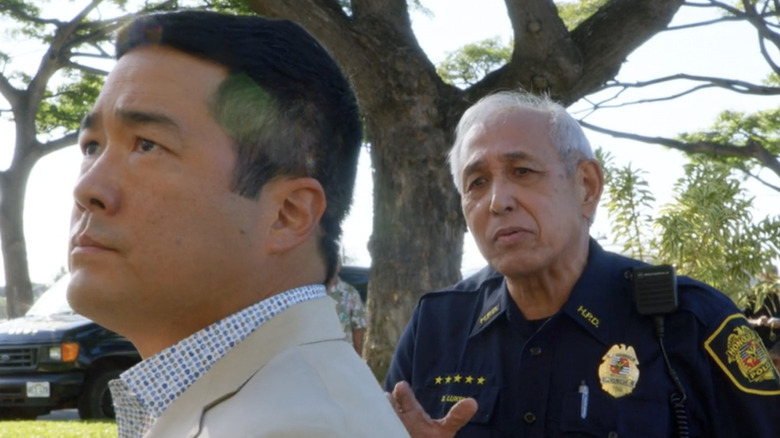 Magnum P.I. Dennis Chun talking to Tim Kang