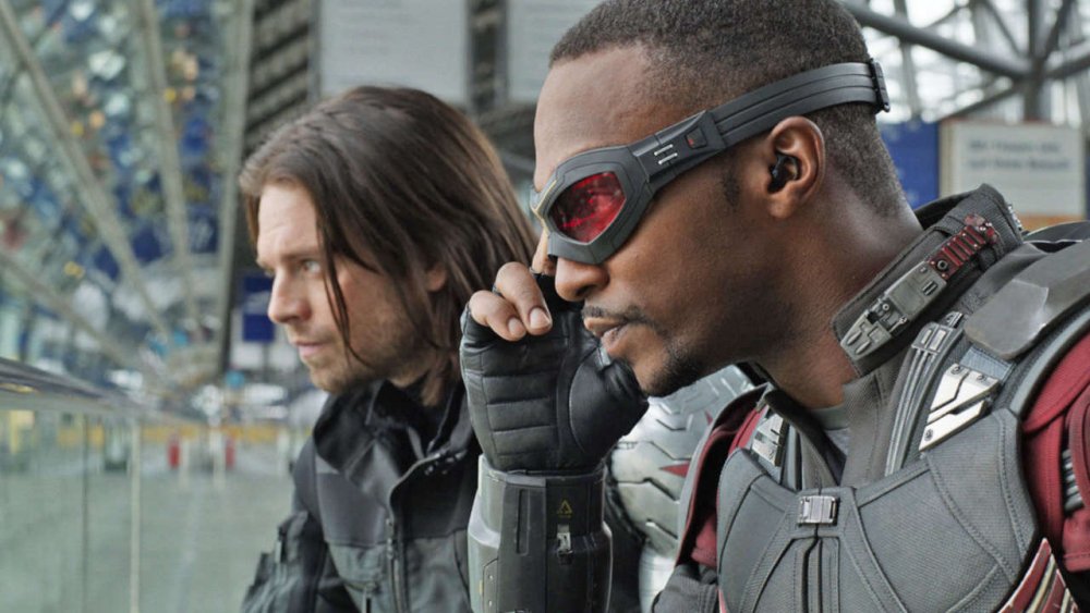 Sebastian Stan and Anthony Mackie in Captain America: Civil War