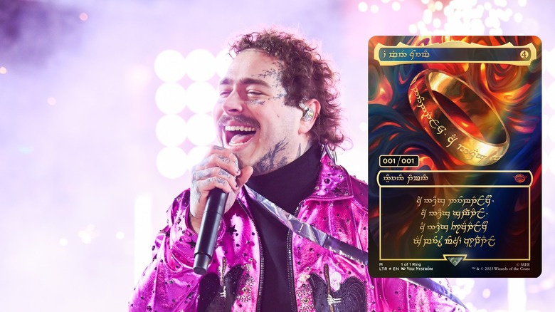 Composite of Post Malone and unique One Ring card