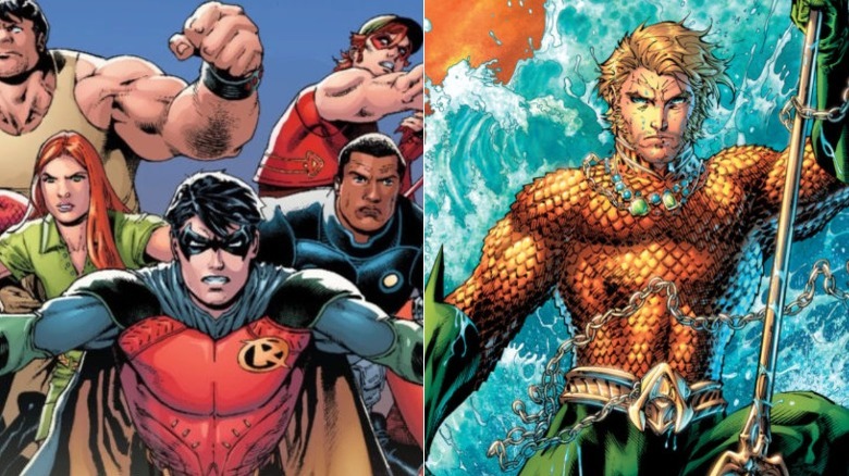 The Teen Titans and Aquaman from DC Comics