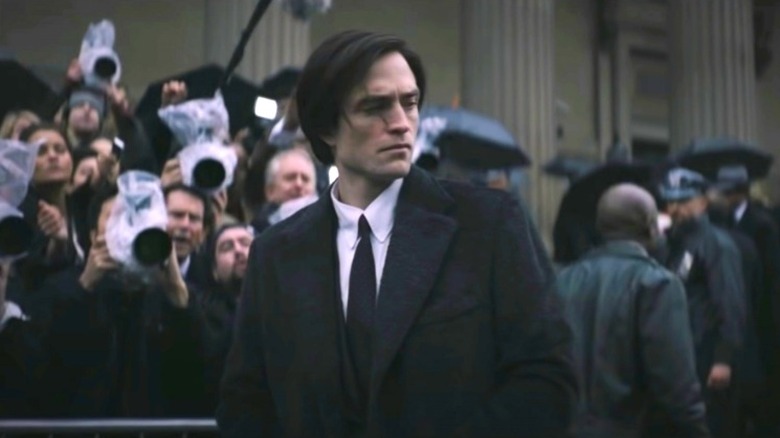 Bruce at a funeral in The Batman 