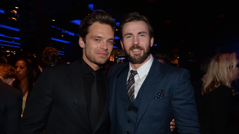 Sebastian Stan and Chris Evans smiling