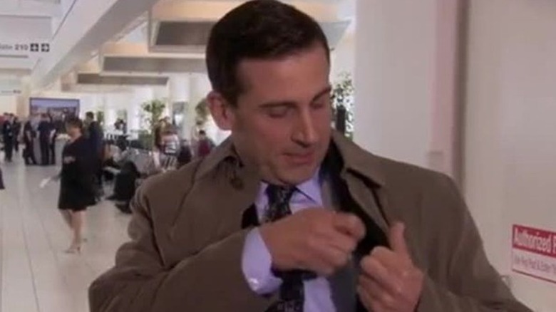 Michael Scott removing microphone