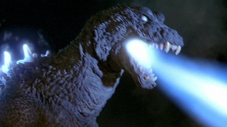 Godzilla shoots atomic fire