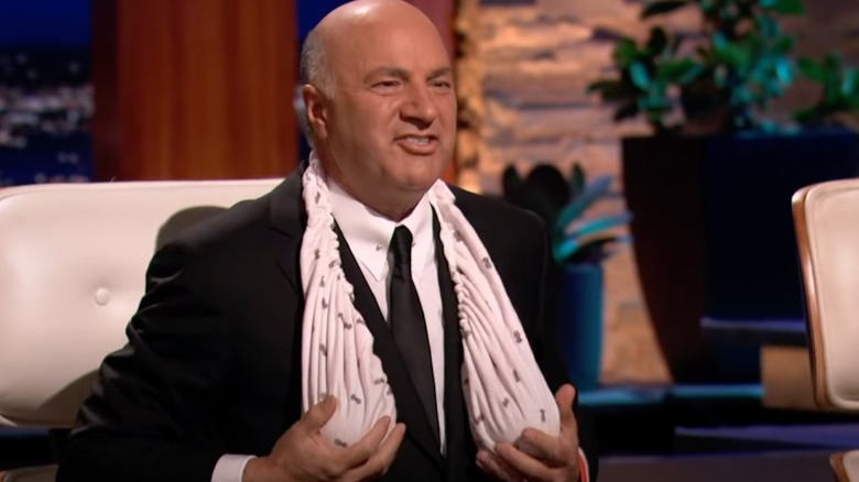 Kevin O'Leary wearing Ta Ta Towel on Shark Tank