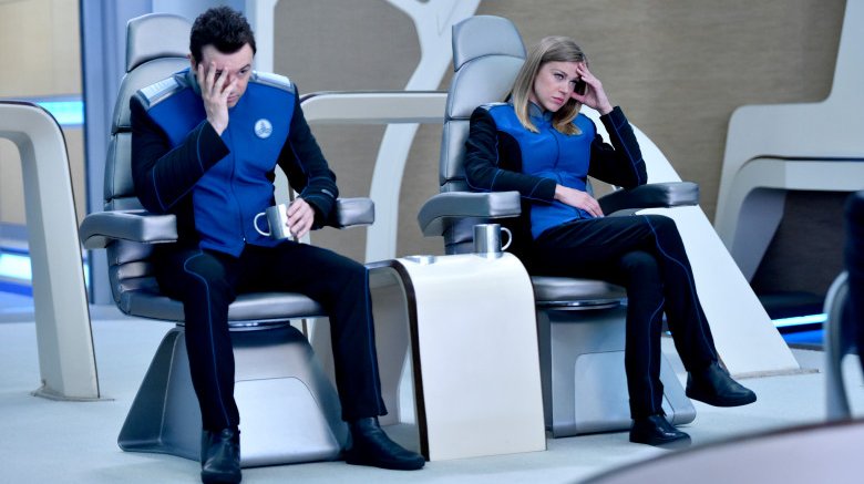 Seth MacFarlane and Adrianne Palicki in The Orville