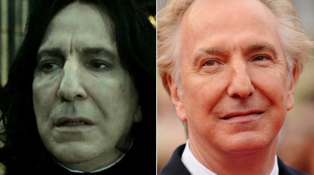 Alan Rickman in Harry Potter (L) and after (R)