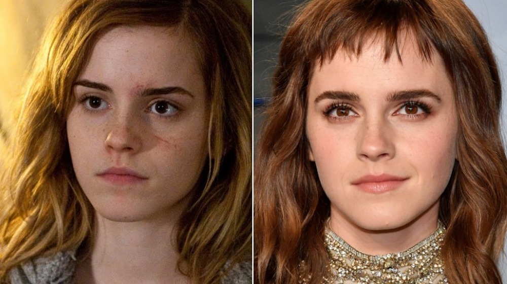 Emma Watson in Harry Potter (L) and more recently (R)