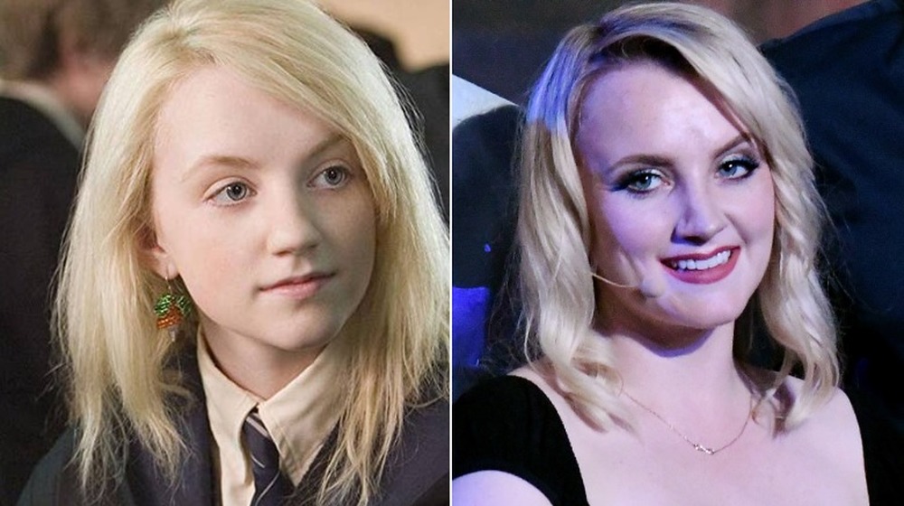 Evanna Lynch in Harry Potter (L) and more recently (R)