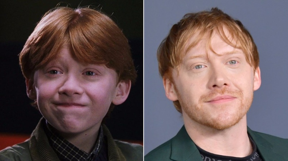 Rupert Grint in Harry Potter (L) and more recently (R)