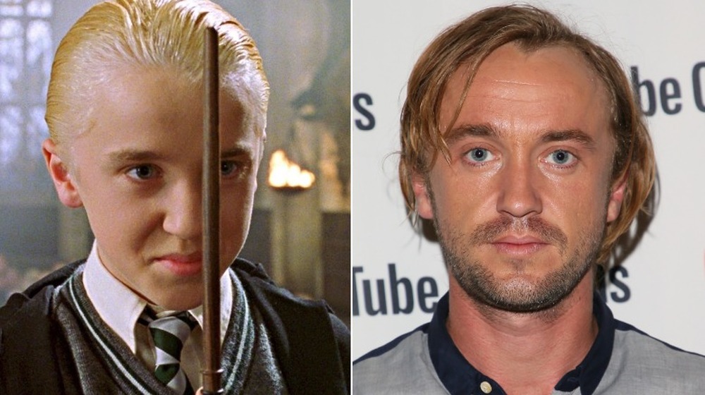Tom Felton as Draco (L) and more recently (R)