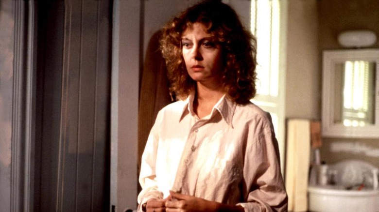 Susan Sarandon Reggie Love pensive white shirt