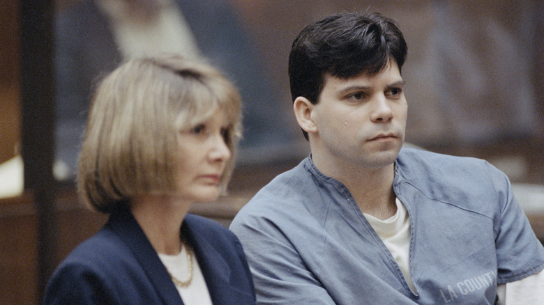 Jill Lansing and Lyle Menendez sitting in court in a photograph taken by Getty Images.