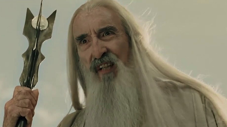 Close up Saruman with staff