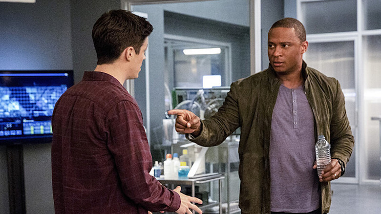 Diggle gesturing to Barry Allen in The Flash