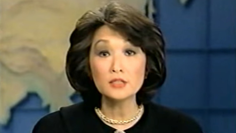 Connie Chung delivering news in 1995