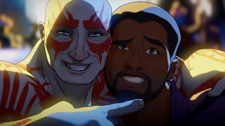 Animated Drax poses T'Challa uncomfortable