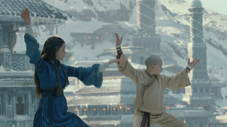 Katara and Aang training