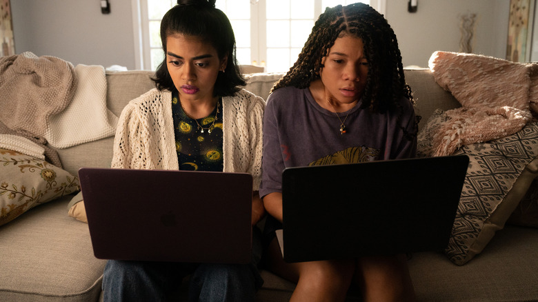 June and Veena on computers