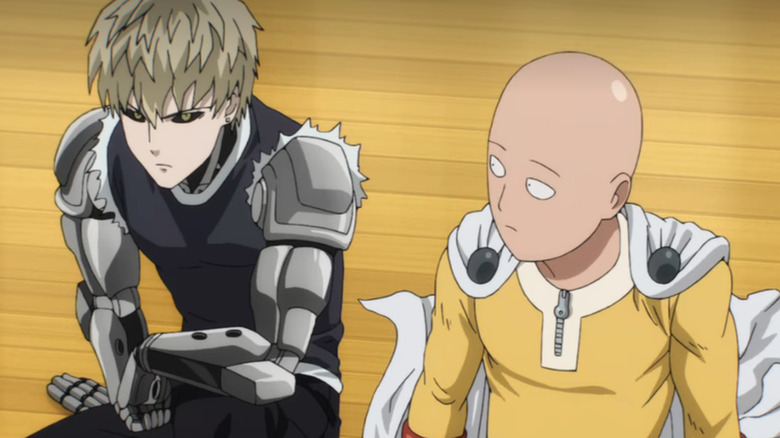 Saitama looks at Genos