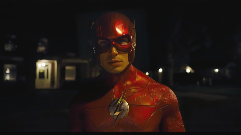 The Flash wearing his costume