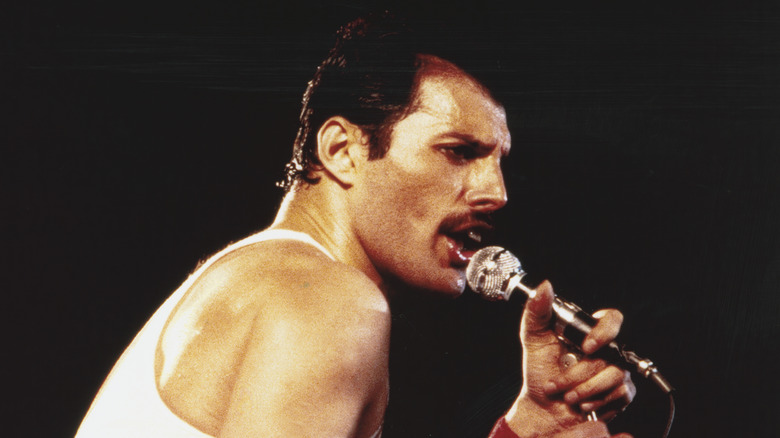 Freddie Mercury performing