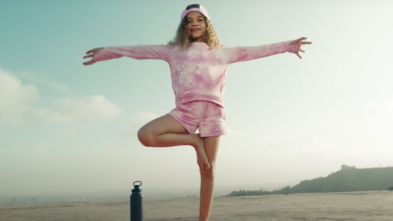 Young girl doing yoga in Target commercial