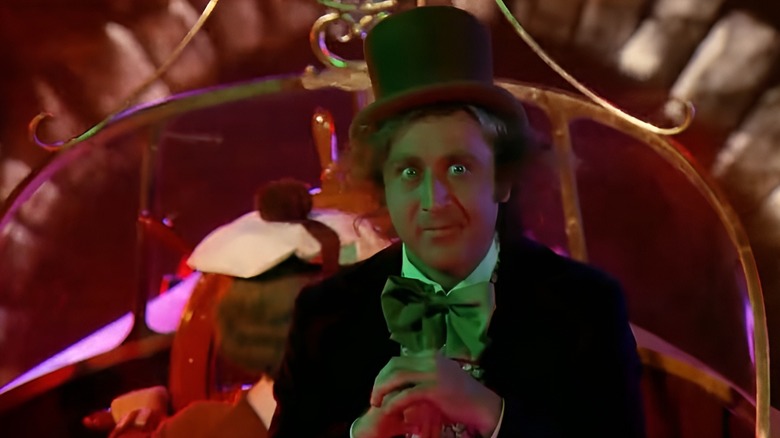 Willy Wonka with manic expression